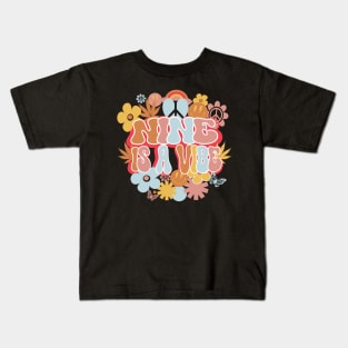 9th Birthday Retro Groovy Shirt, Nine Is a Vibe 9 Year Old Birthday Kids T-Shirt